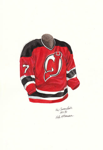 NHL New Jersey Devils 1991-92 uniform and jersey original art