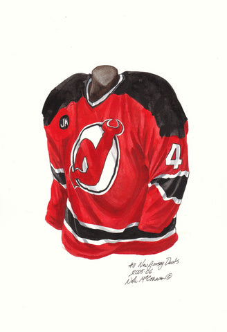 NHL New Jersey Devils 1991-92 uniform and jersey original art