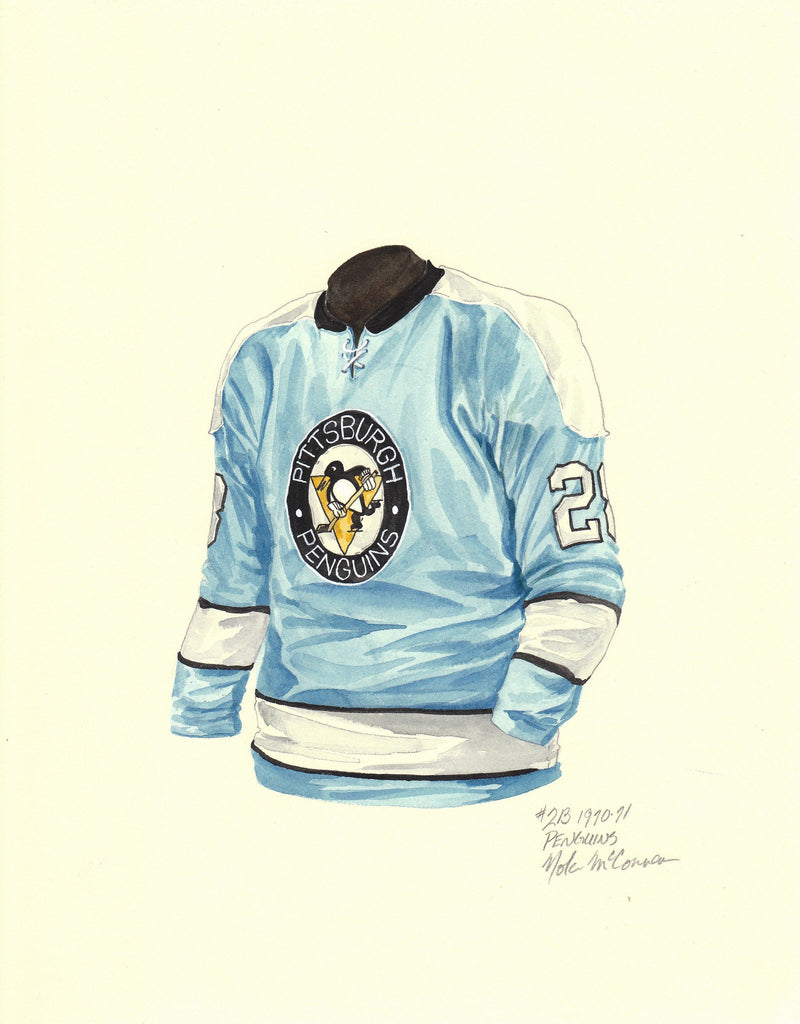 NHL Pittsburgh Penguins 1969-70 uniform and jersey original art – Heritage  Sports Art