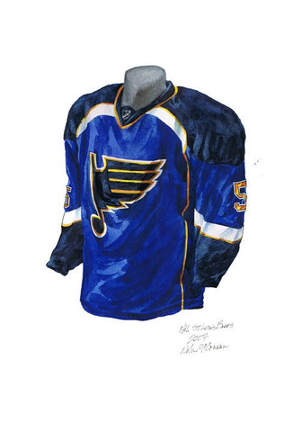 NHL St. Louis Blues 1984-85 uniform and jersey original art – Heritage  Sports Art