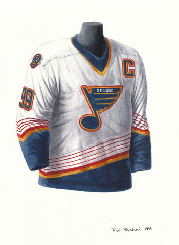 Wayne Gretzky 1995-96 Blues - Heritage Sports Art - original watercolor artwork - 1